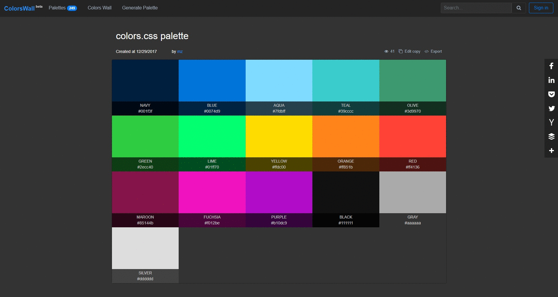 Export colors palette to SCSS,LESS,CSS variables file