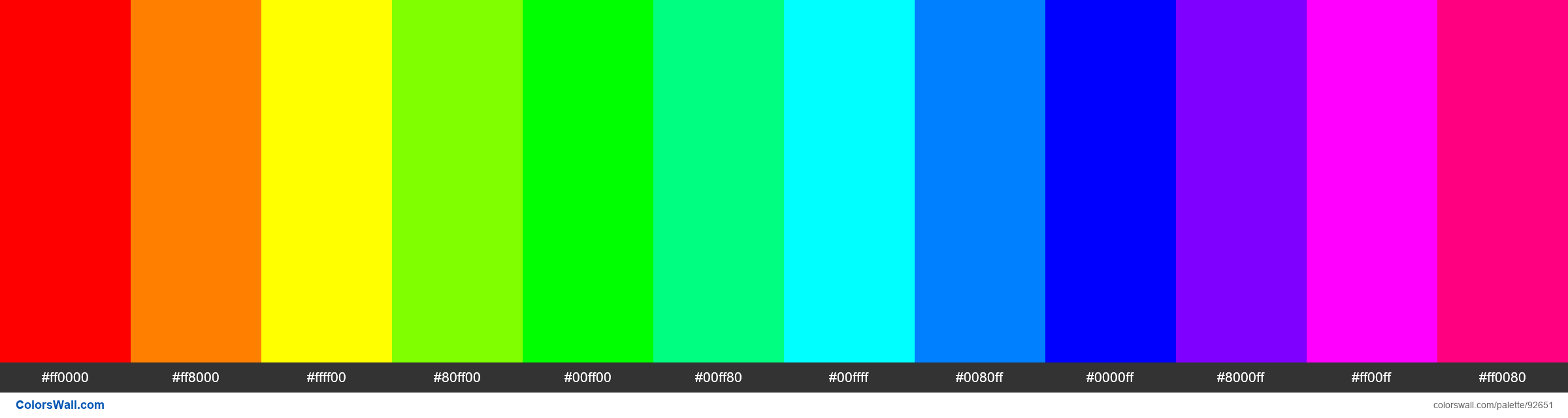 12 Color Rainbow colors palette - ColorsWall