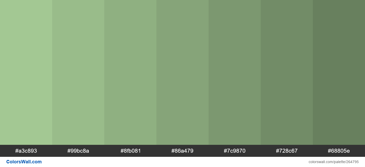 a colors palette #a3c893, #99bc8a, #8fb081 - ColorsWall