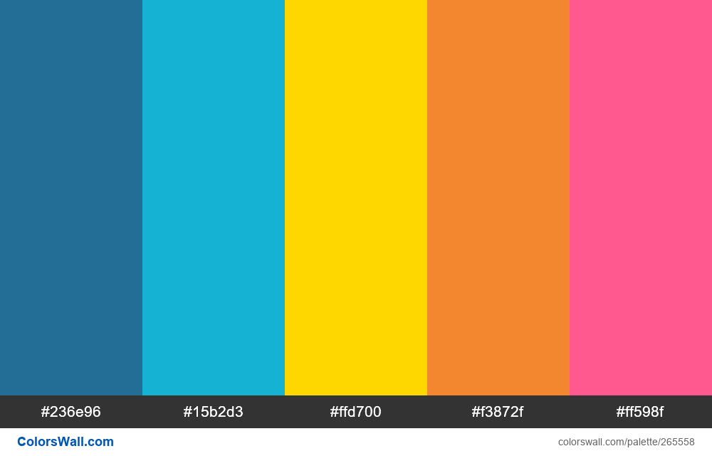 a colors palette #236e96, #15b2d3, #ffd700 - ColorsWall