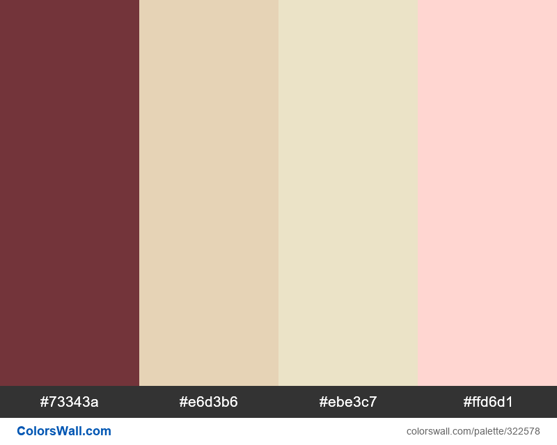 Aged Merlot, Aebleskiver, Star of Gold, Bleached Coral palette - ColorsWall
