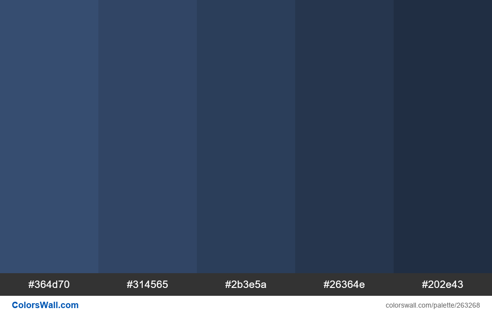 Airforce color shades #364d70, #314565, #2b3e5a - ColorsWall