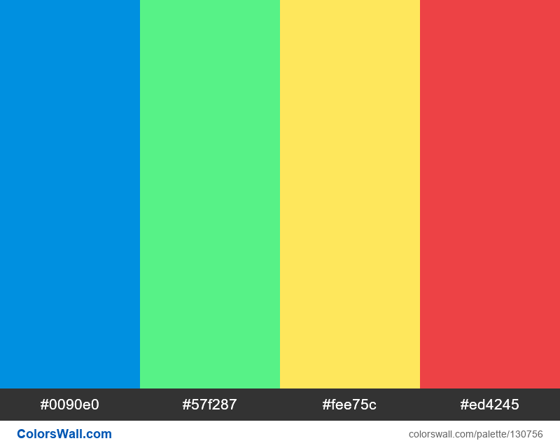 alerts-2 colors palette #0090e0, #57f287, #fee75c | ColorsWall