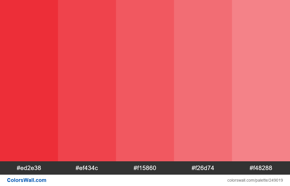 Allura Red colour tints #ed2e38, #ef434c, #f15860 - ColorsWall