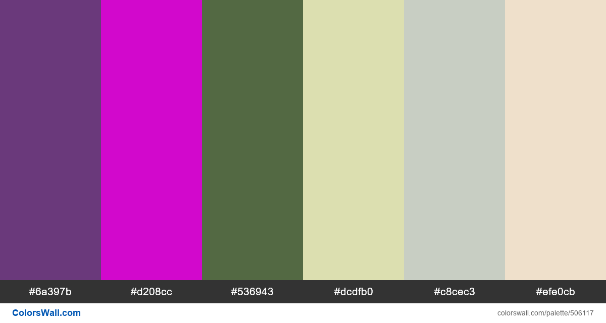 Amaranth Purple, Awkward Purple, Fern Grotto, Glass Green palette - #506117