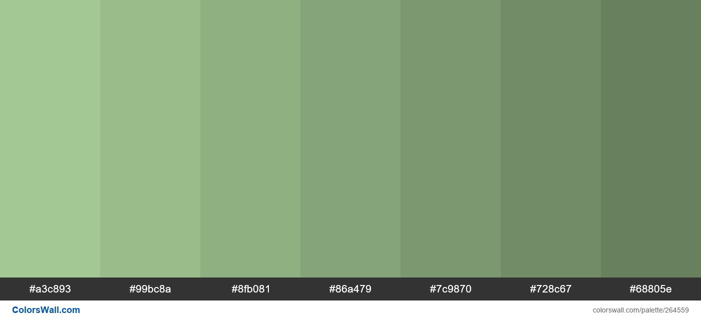 Arcadian Green shades colors palette - ColorsWall
