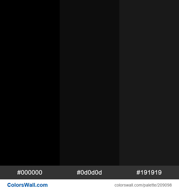 Blacks colors palette #000000, #0d0d0d, #191919 | ColorsWall