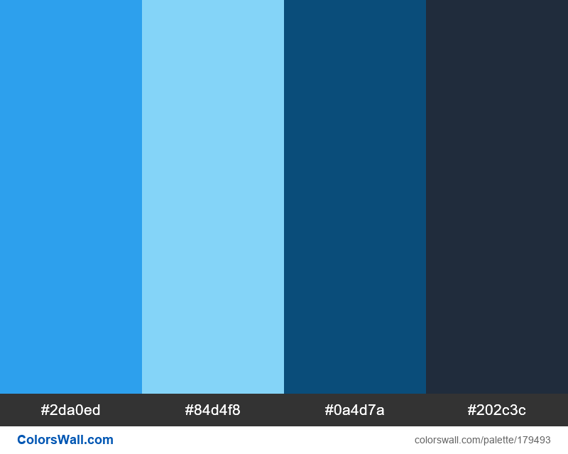 Blue colors palette #2da0ed, #84d4f8, #0a4d7a | ColorsWall