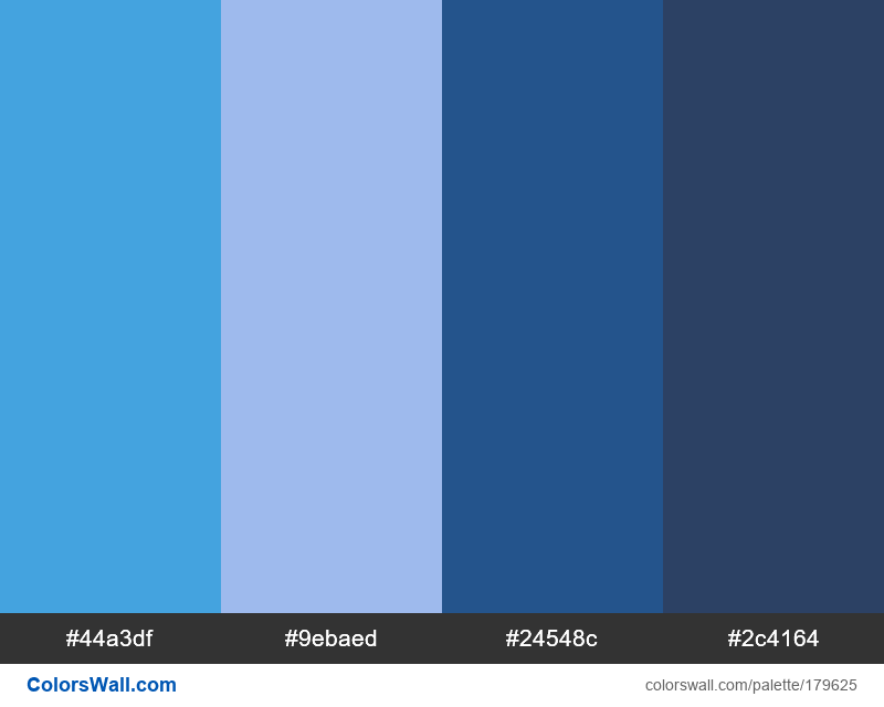 Blue colors palette #44a3df, #9ebaed, #24548c | ColorsWall