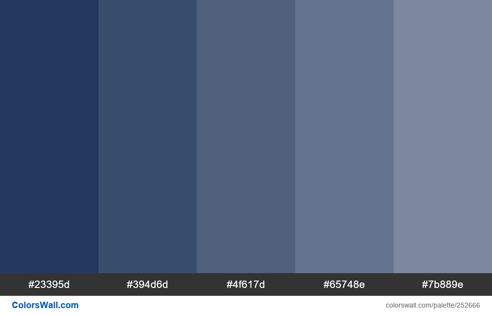Blue colors palette #23395d, #394d6d, #4f617d - ColorsWall