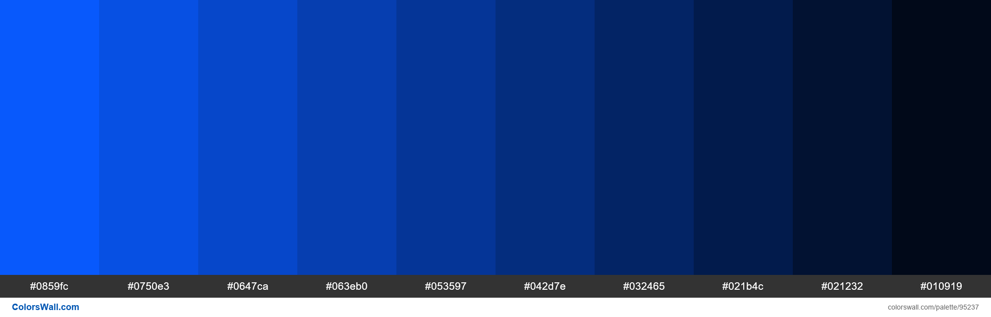 blue all colors palette #0859fc, #0750e3, #0647ca - ColorsWall