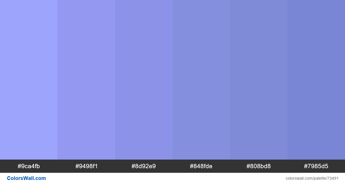 Blue Fade Colors Palette 9ca4fb 9498f1 8d92e9 Colorswall