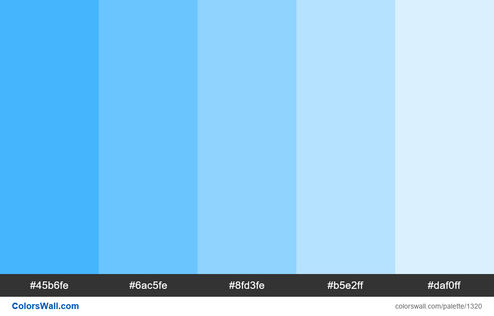 10 Shades of Blue colors palette - ColorsWall