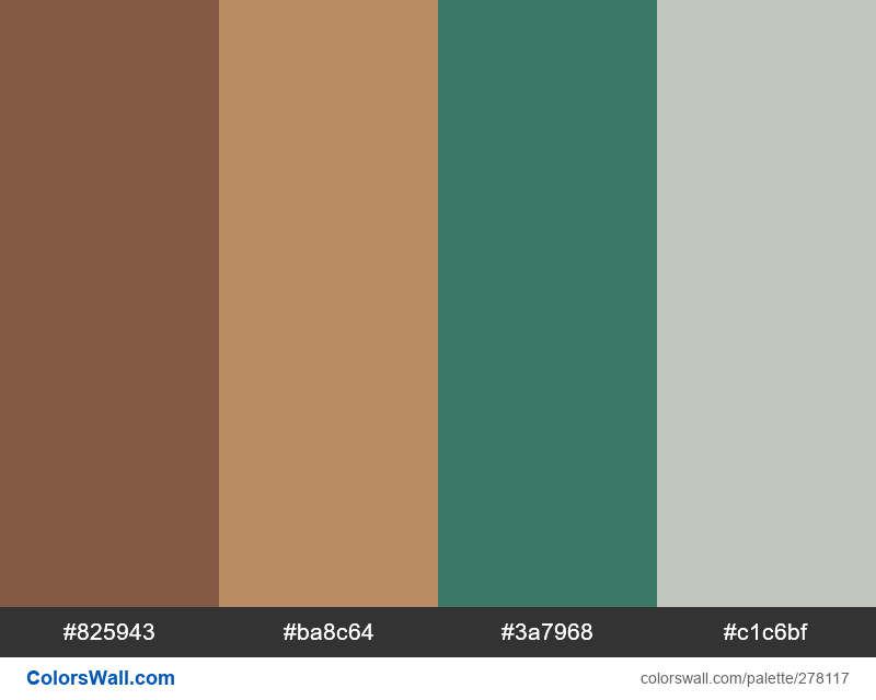 Bricktone, Tatami Tan, Green Moray, Nickel Plate palette - ColorsWall