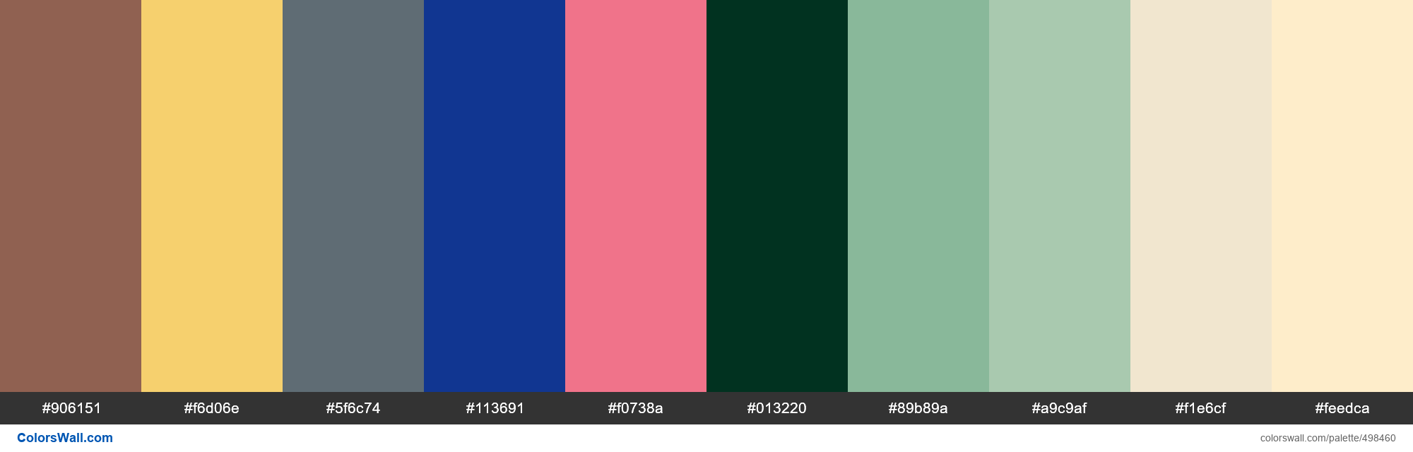 Brown Thrush, Yellow Tulip, Midnight Pearl, Dark Seashore Night, Rose Cheeks, Nightly Woods, Garden View, Pastel Meadow palette - #498460