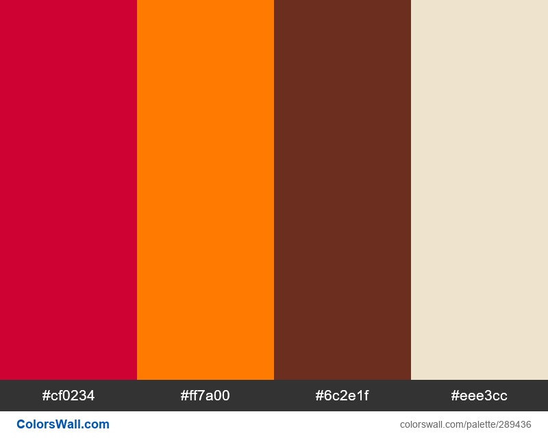 Cherry, Heat Wave, Hereford Cow Brown, Diamond Ice palette - ColorsWall