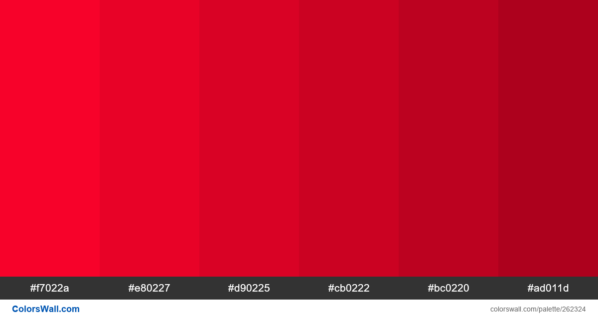 Shades XKCD Color cherry red #f7022a hex colors palette - ColorsWall