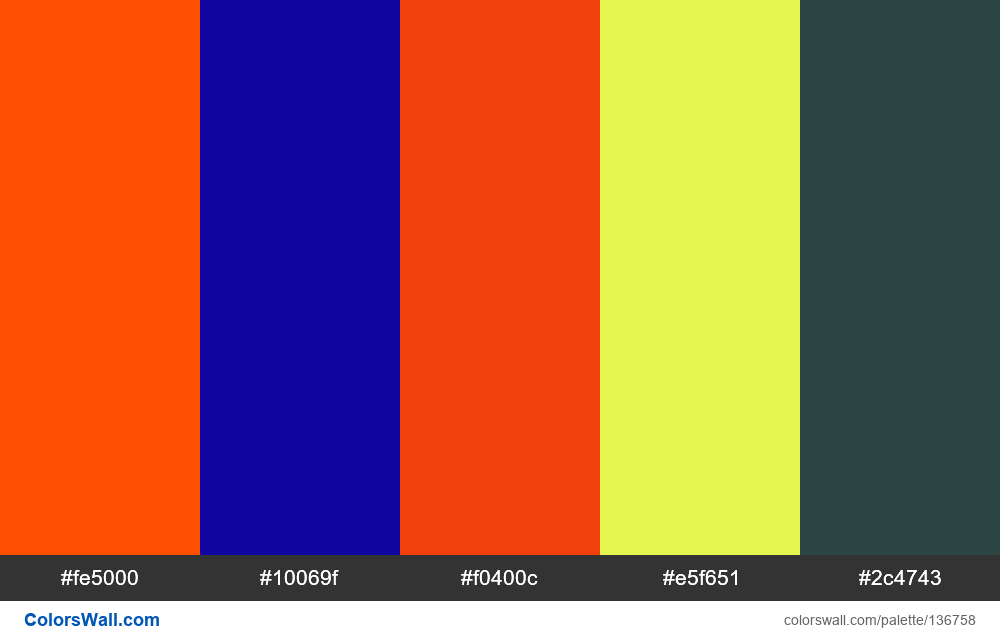 cmk1 - m colors palette #fe5000, #10069f, #f0400c | ColorsWall