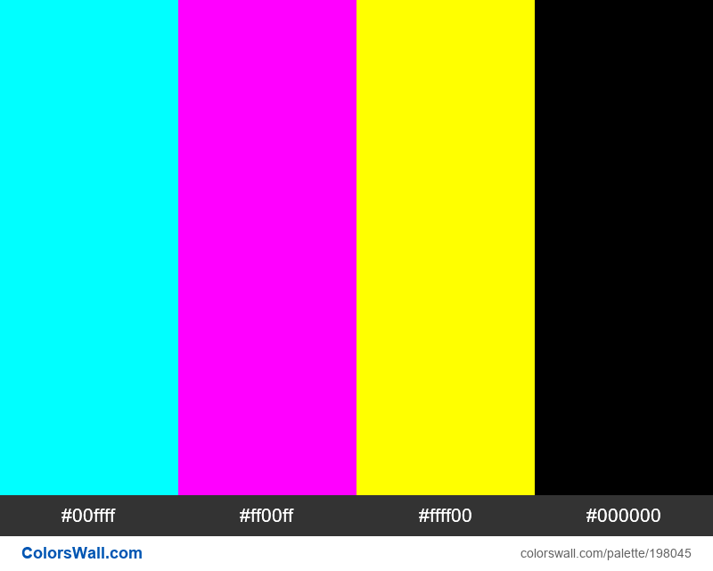 Cmyk Colors Palette 00ffff Ff00ff Ffff00 Colorswall