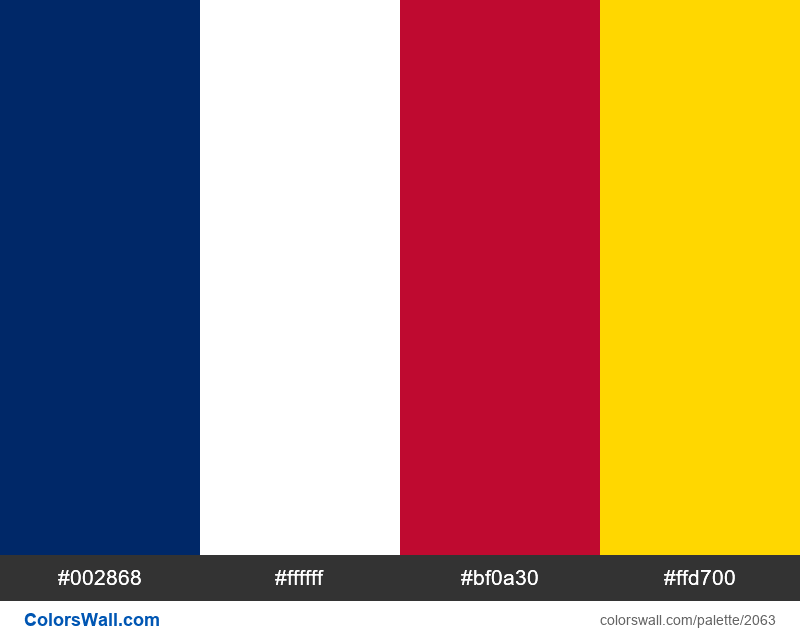Colorado flag colors 002868, ffffff, bf0a30 ColorsWall