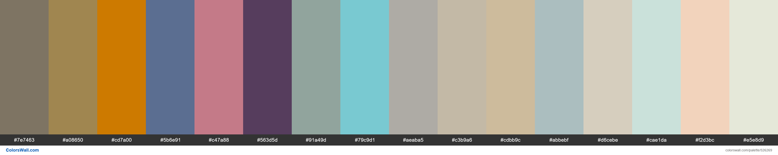 Coriander Ochre, Greek Olive, German Mustard, Waikawa Grey, Japanese Coral, English Violet, Spruce Shade, Valonia, City Tower, Dus - #526269