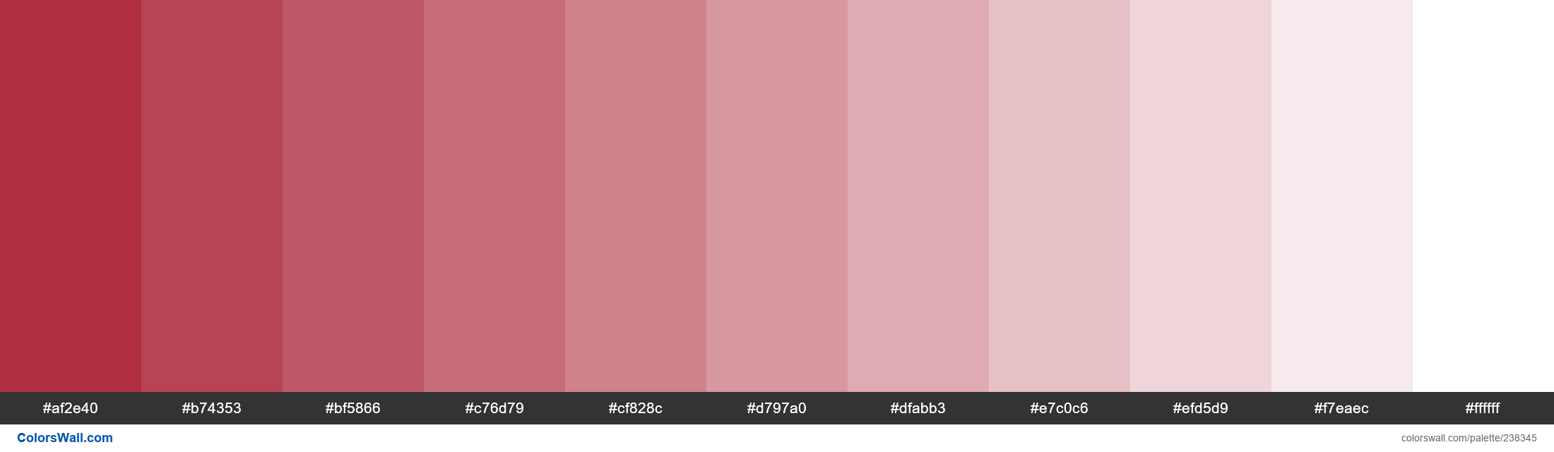 Crash Hot colors palette #af2e40, #b74353, #bf5866 - ColorsWall