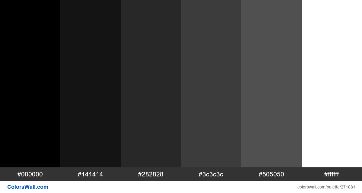 Dark Aero colors palette #000000, #141414, #282828 - ColorsWall