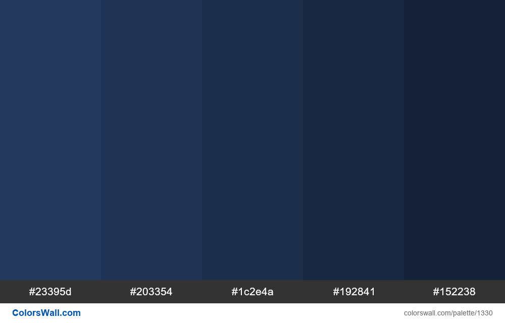 Dark Blue Shades Colours 23395d 203354 1c2e4a ColorsWall