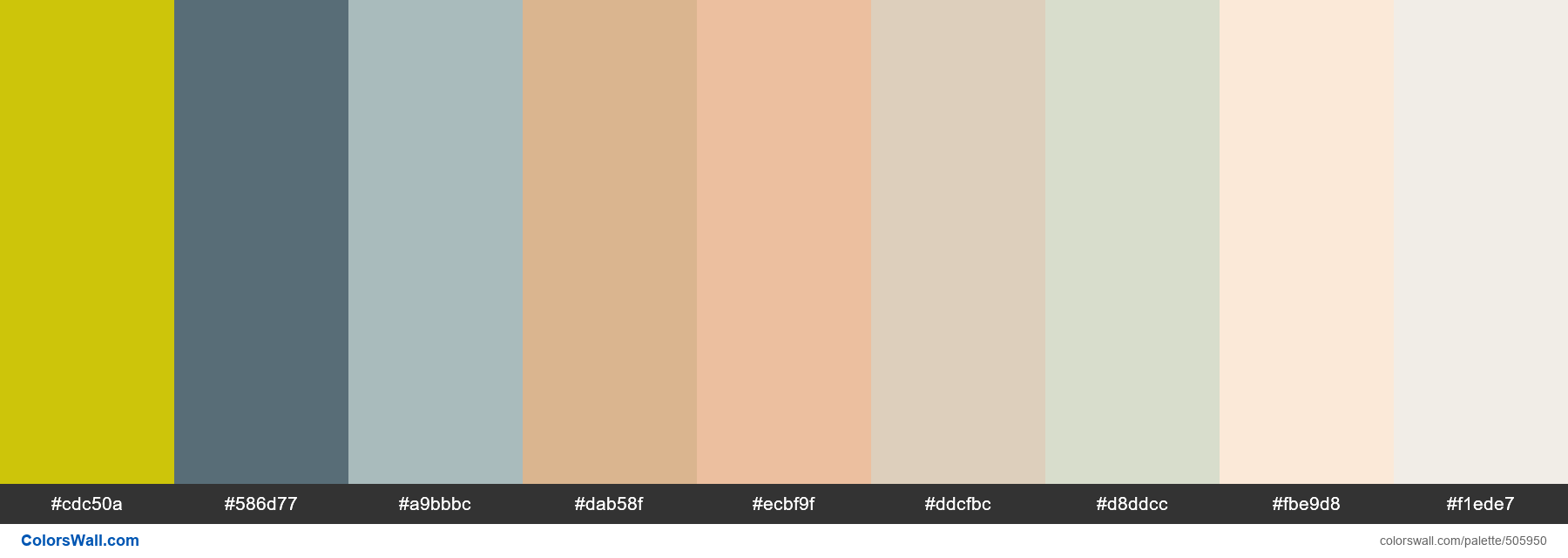 Dirty Yellow, West Winds, Grey Wool, Sheepskin, Madrid Beige, Malt, Liberated Lime palette - #505950