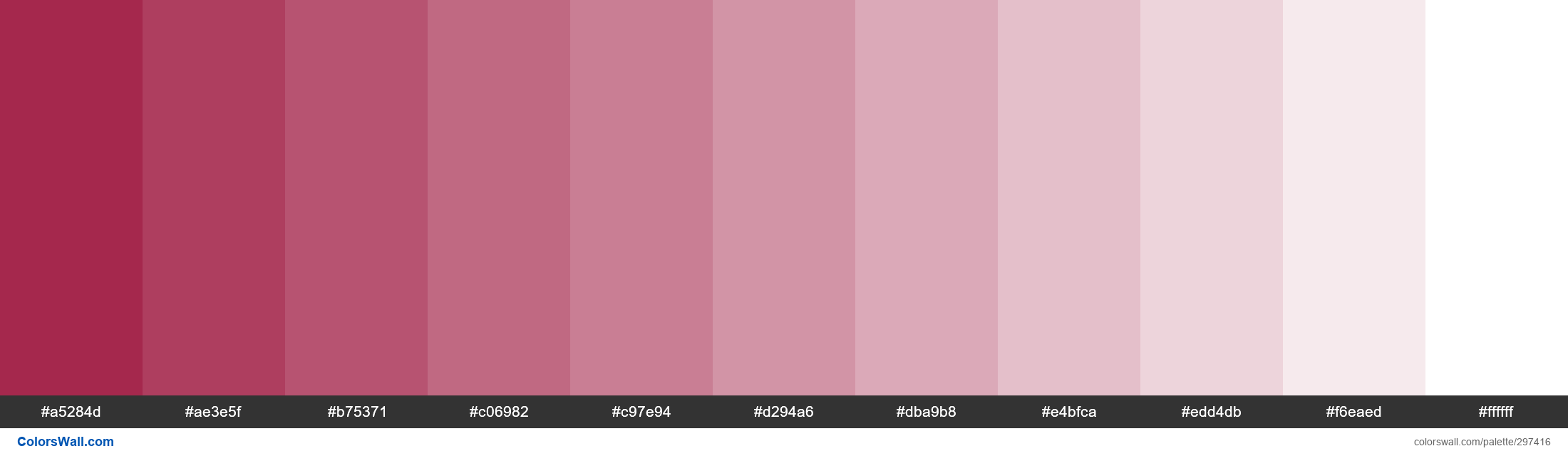 Drama colors palette #a5284d, #ae3e5f, #b75371 - ColorsWall