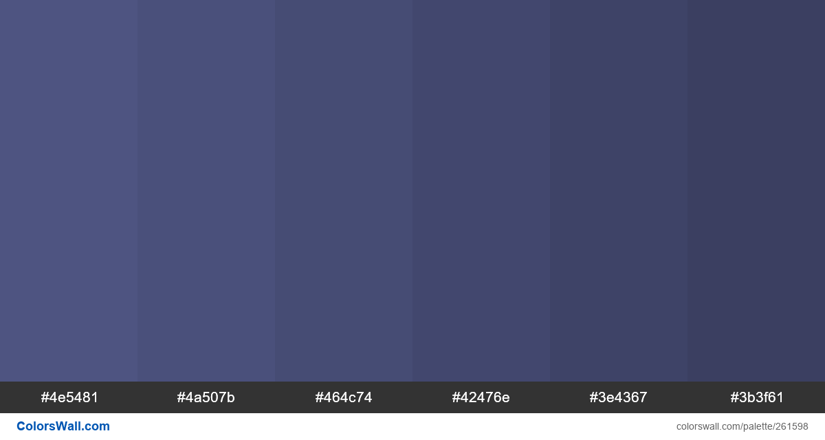 Dusk color shades #4e5481, #4a507b, #464c74 - ColorsWall