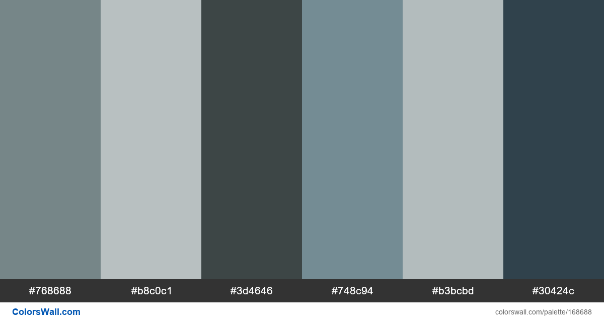 Figma ui colors palette #768688, #b8c0c1, #3d4646 | ColorsWall