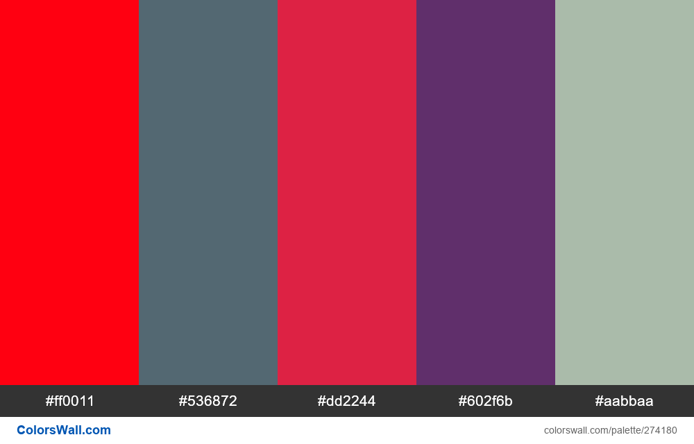 Fury, Cadet, Infrared Tang, Imperial, Rockfall palette - ColorsWall