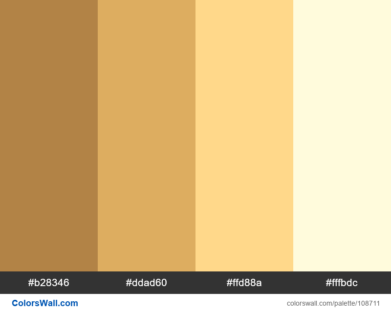 Gold colors palette #b28346, #ddad60, #ffd88a - ColorsWall