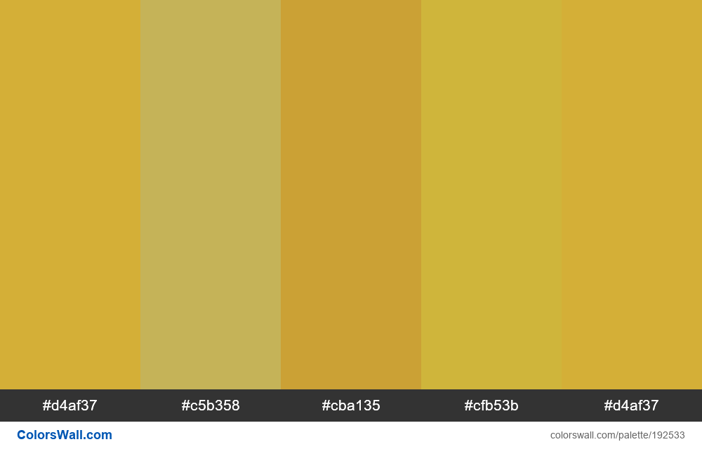 Gold colors palette #d4af37, #c5b358, #cba135 - ColorsWall