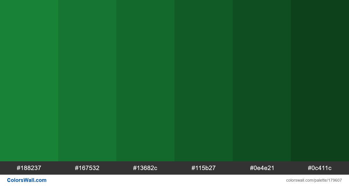 Gren-Dark colors palette #188237, #167532, #13682c - ColorsWall