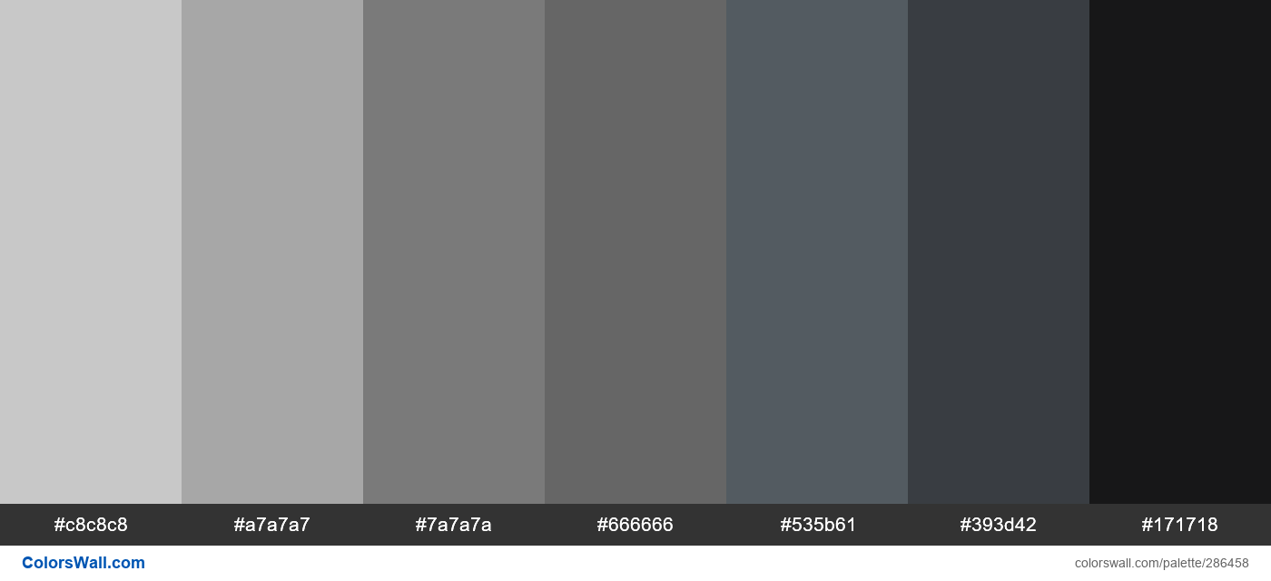 grey palette #c8c8c8, #a7a7a7, #7a7a7a - ColorsWall