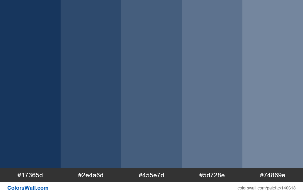 HH Blue colors palette #17365d, #2e4a6d, #455e7d | ColorsWall