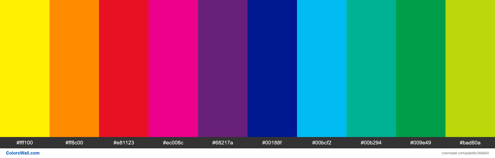 INFANTIL colors palette #fff100, #ff8c00, #e81123 - ColorsWall