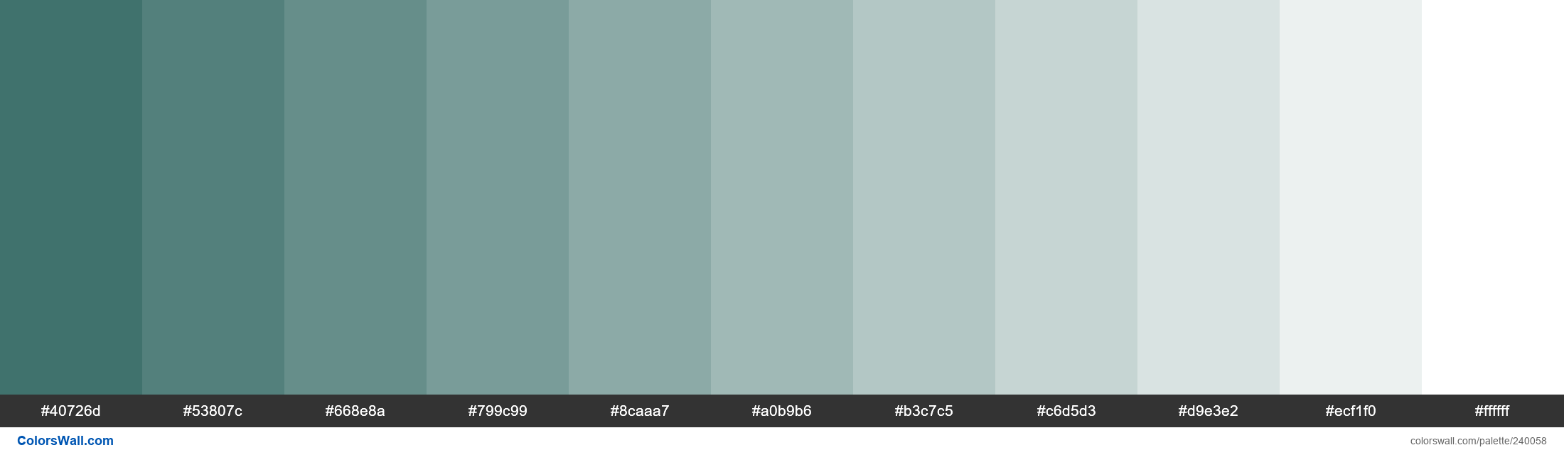 Jade paleta de colores #40726d, #53807c, #668e8a - ColorsWall
