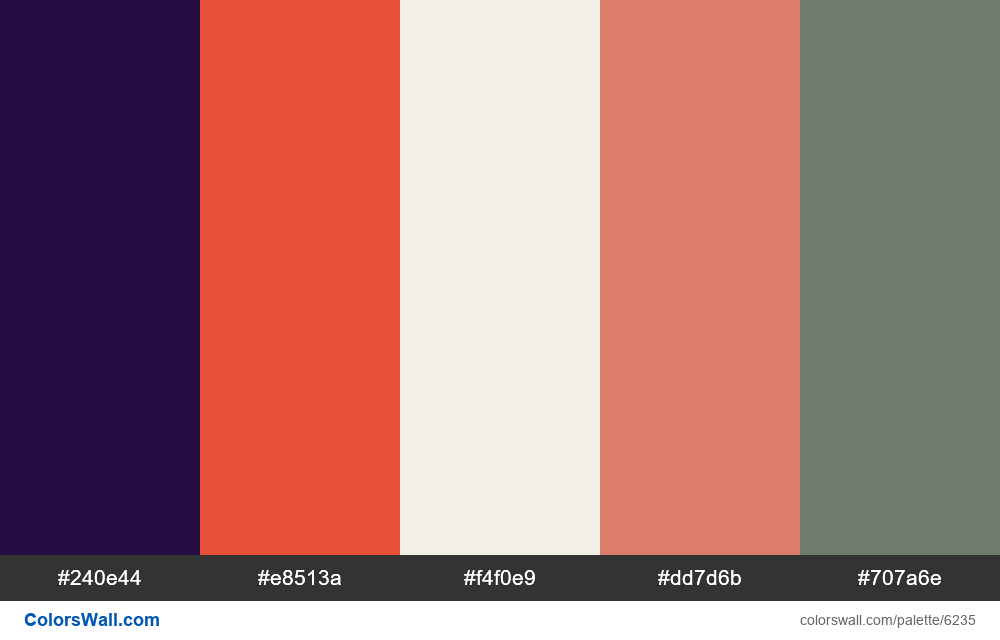 k14 colors palette #240e44, #e8513a, #f4f0e9 | ColorsWall