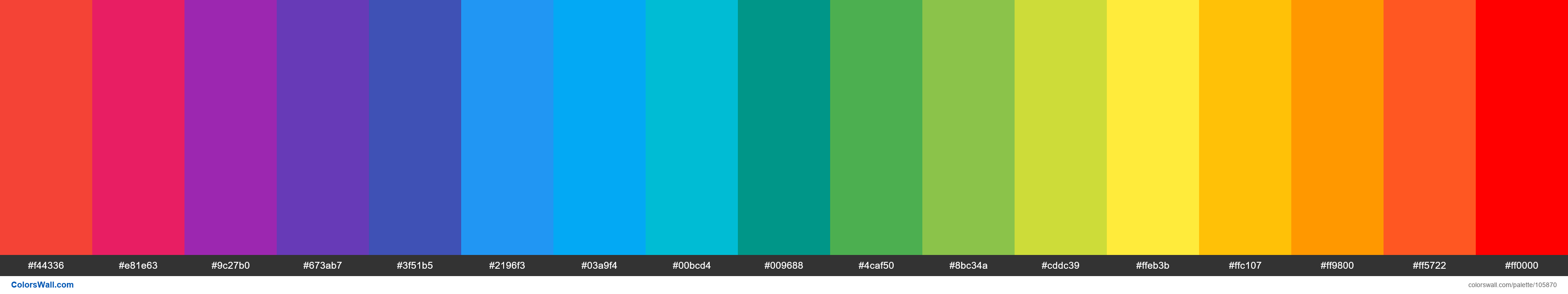 Material Design Color Palette (16 colors) (Red) - #105870