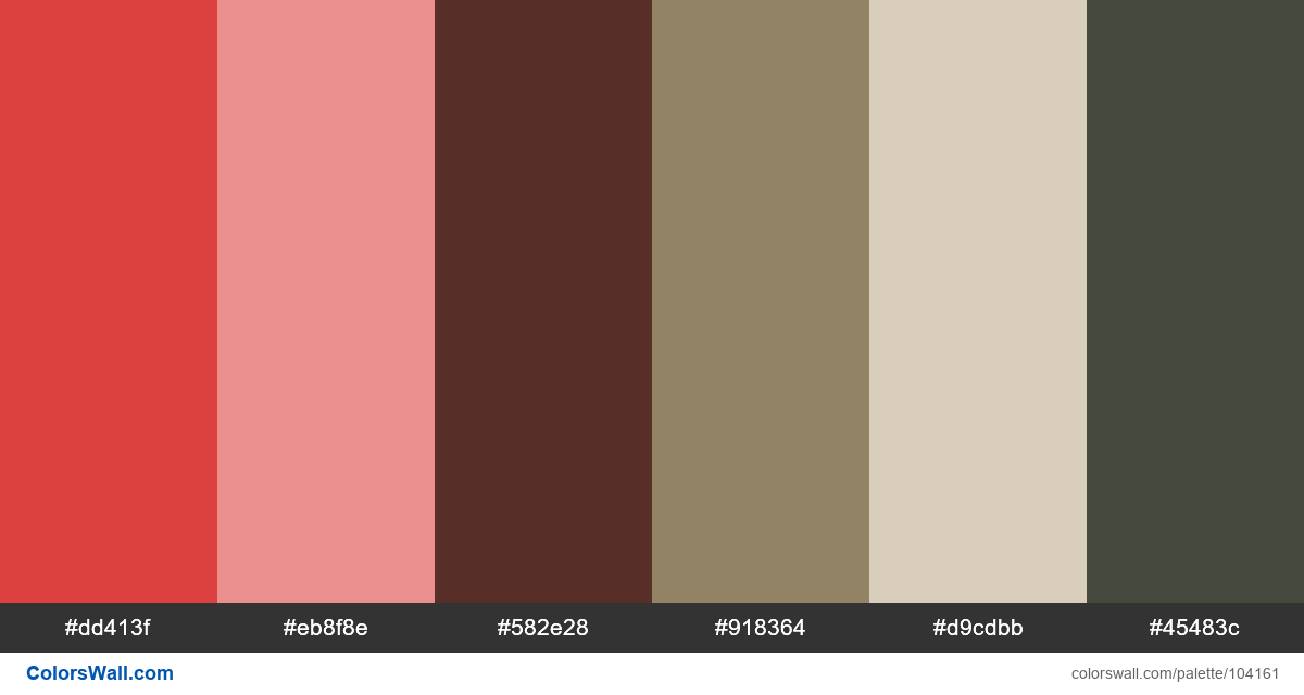 metro colors palette dd413f, eb8f8e, 582e28 ColorsWall