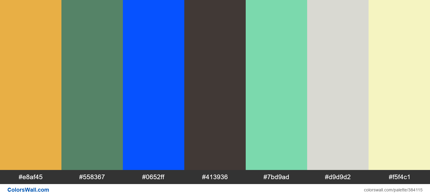 Mì Chéng Honey, Verdigris Roundhead, Blue et une Nuit, Brownish Black, Fresco Green palette - #384115