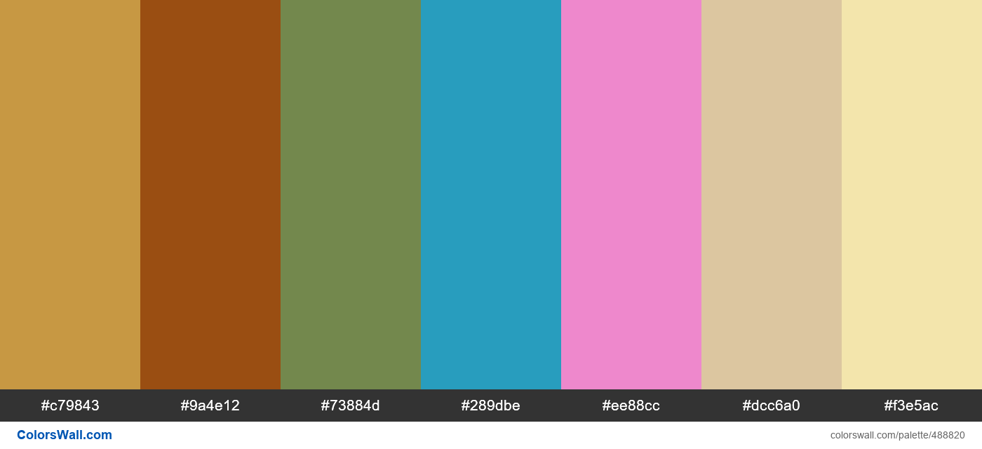 Nattō, Burnt Bagel, Green Suede, Horizon Blue, Blushed Bombshell palette - #488820