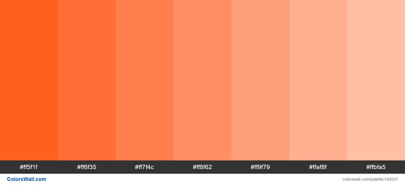 Neon orange tints colors palette - ColorsWall
