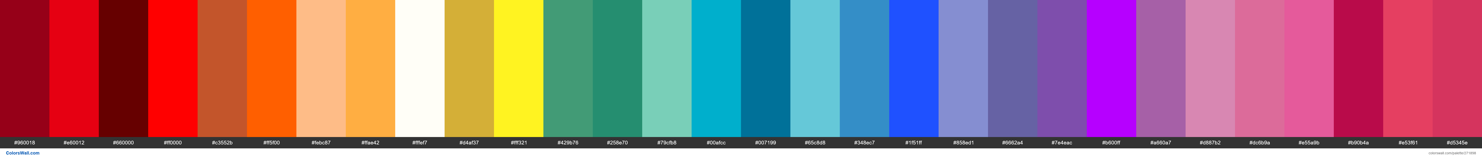 Nijisanji colors palette #960018, #e60012, #660000 - ColorsWall