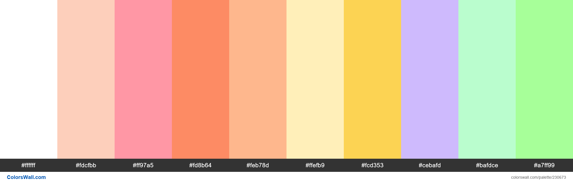 no. 58 colors palette #ffffff, #fdcfbb, #ff97a5 - ColorsWall