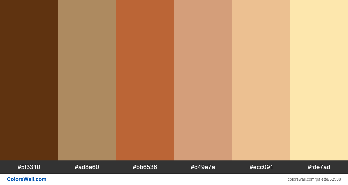 Nude Colors Palette 5f3310 Ad8a60 Bb6536 Colorswall