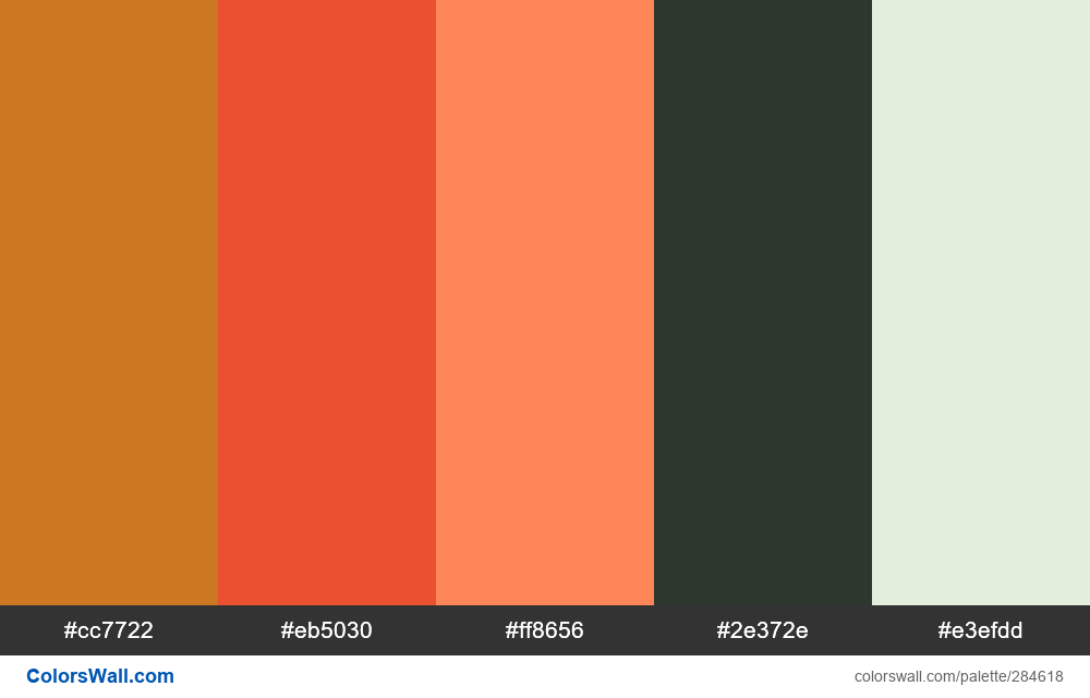 Ochre, Burning Tomato, Nectarine, Aimiru Brown, Winter Shamrock palette ...